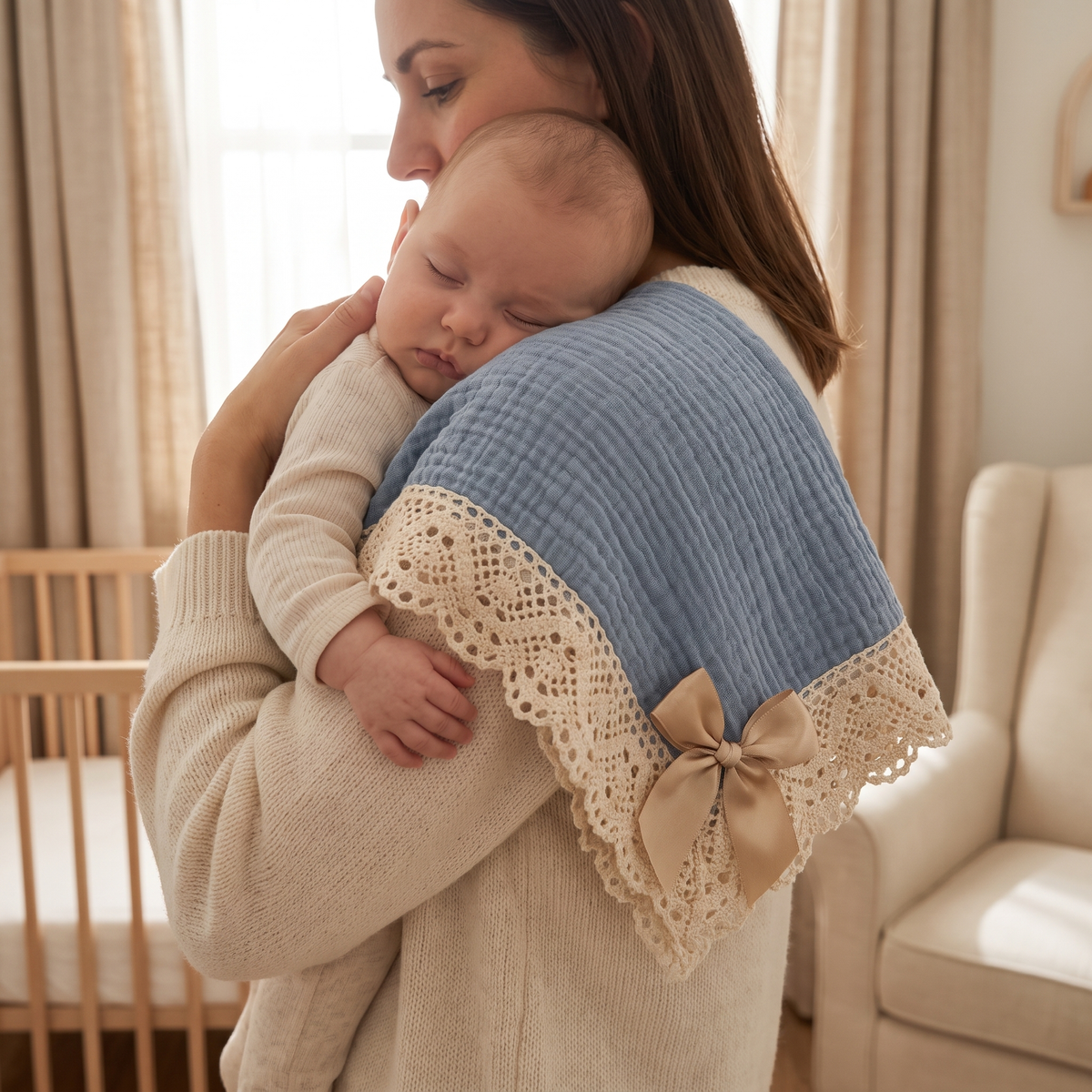 Personalisiertes Musselintuch für Babys mit Initiale