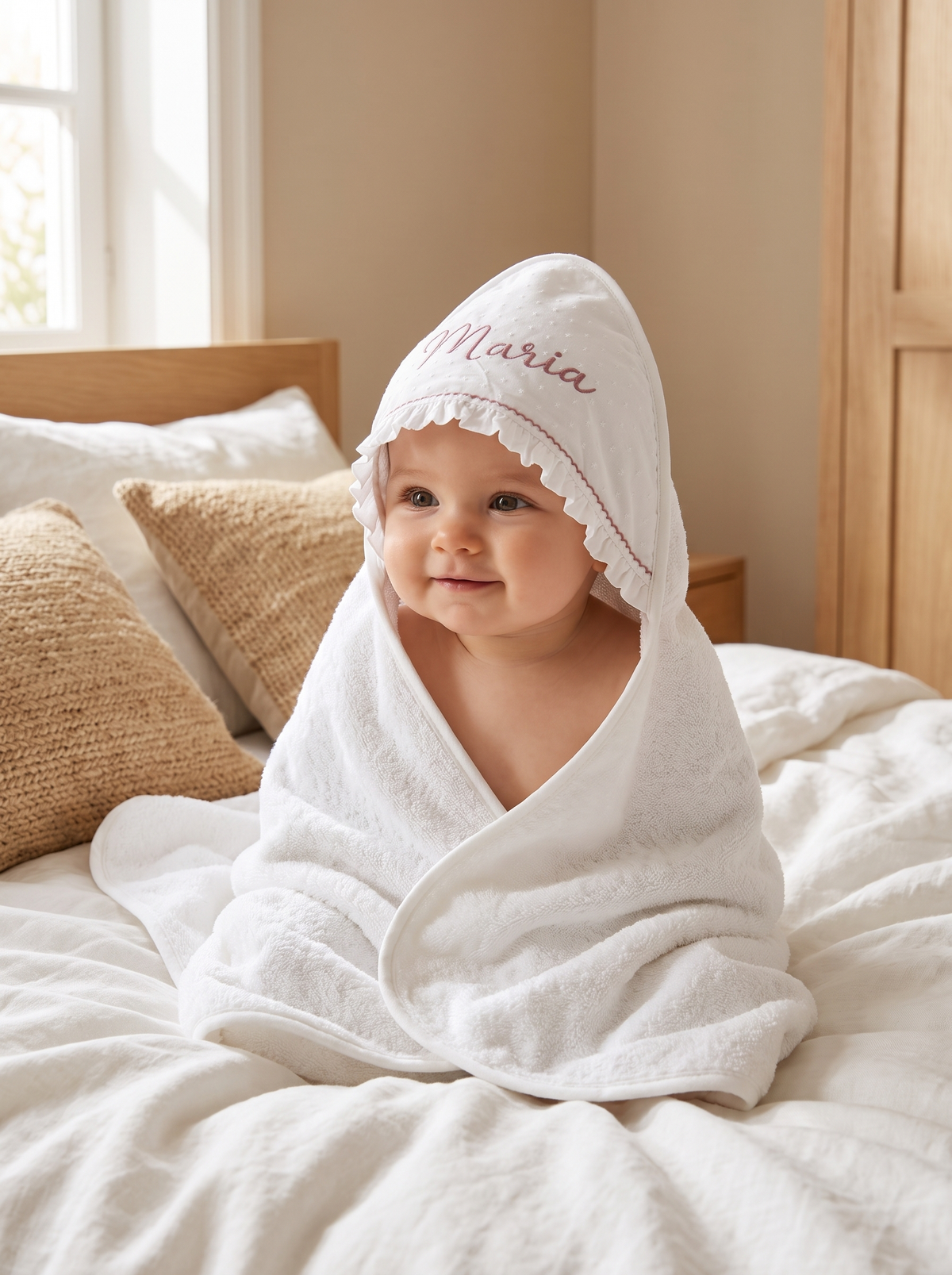 Personalisiertes Baby-Kapuzenhandtuch aus 100 % Baumwolle – Geschenk zur Geburt oder Taufe