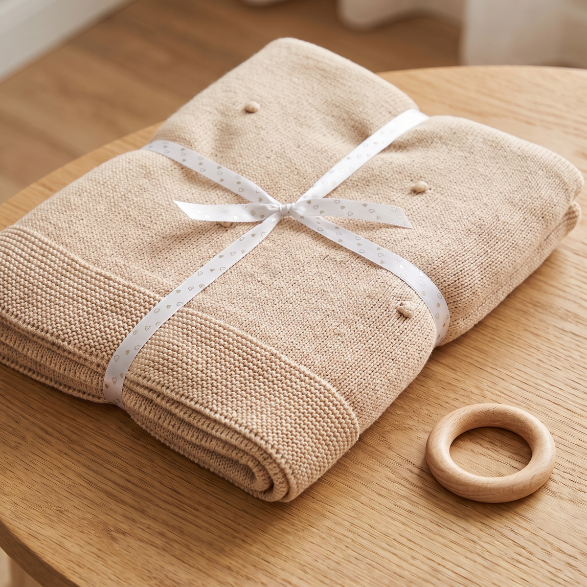 Babydecke aus Baumwolle – Geschenk zur Geburt in sanften, natürlichen Farben