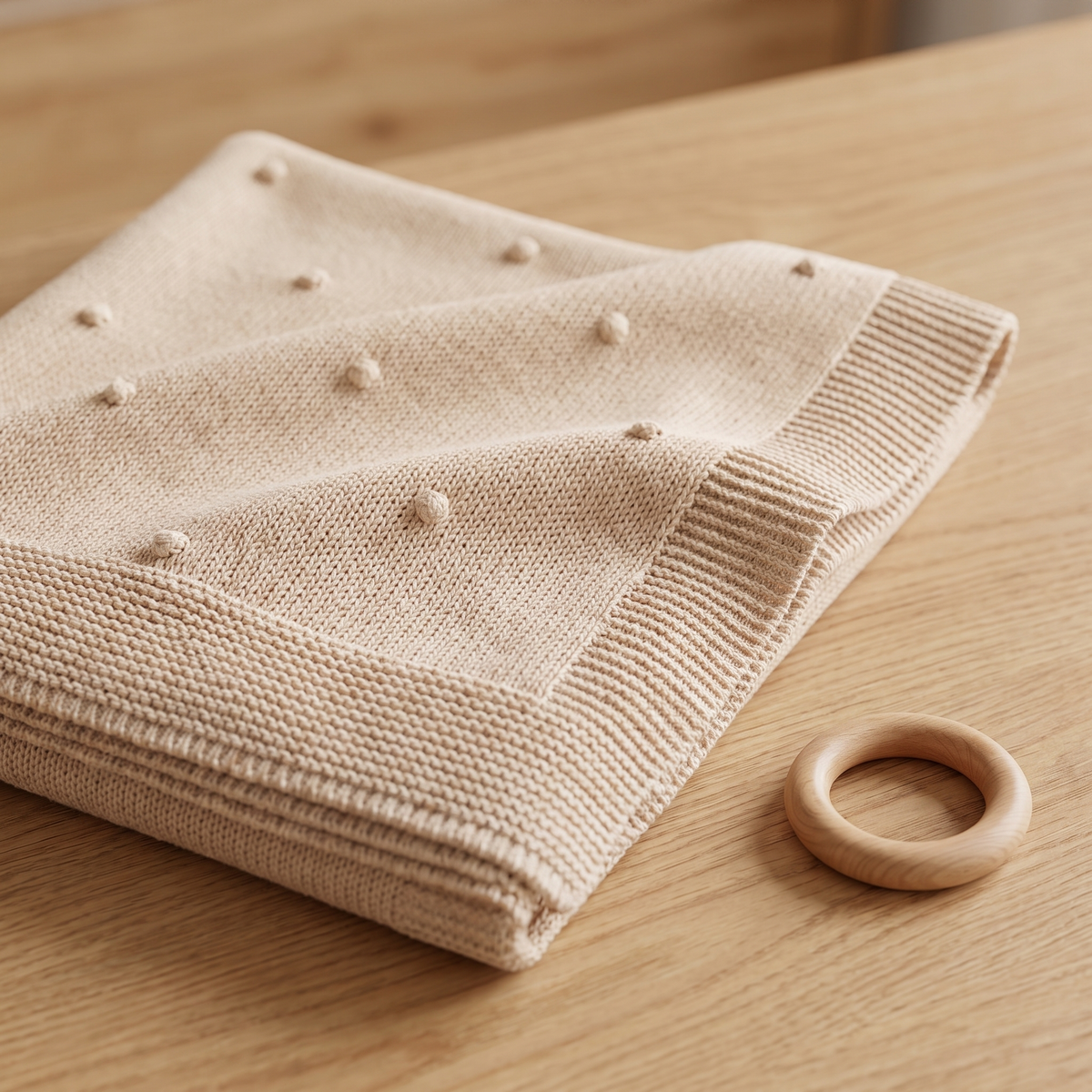 Babydecke aus Baumwolle im Popcornstrick – weiche Strickdecke für Neugeborene von CASA VIMARA